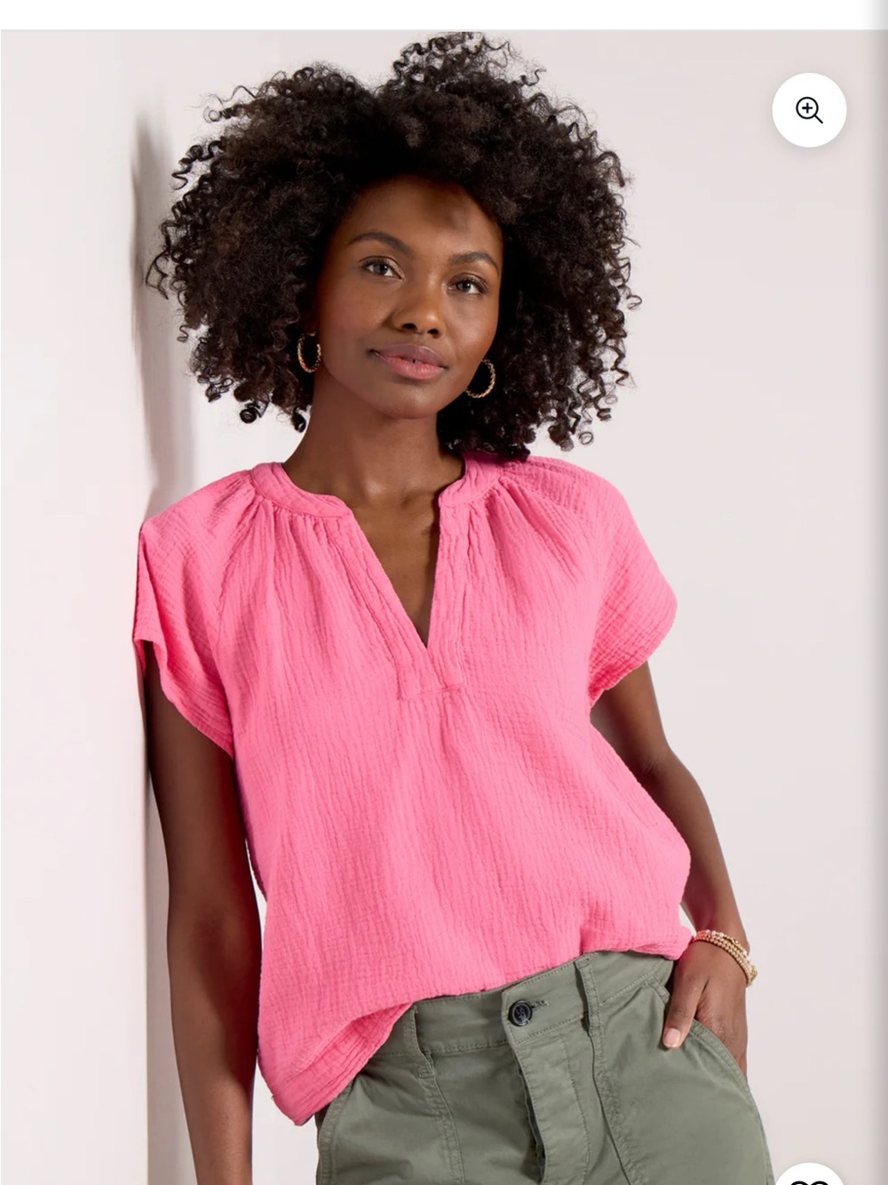 Evereve bobi Gauze Flutter Top Tropical Pink Size M NWT